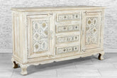 Antique Brass Work Mango Wood 2 Door & 4 Drawers Sideboard Whitewash 19